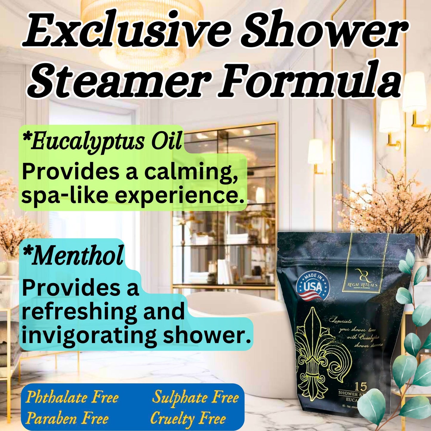 Regal Rituals Shower in Splendor - 15 Count Eucalyptus and Menthol Shower Steamers